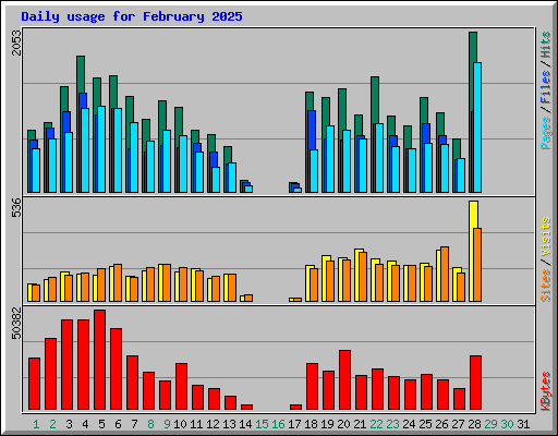 Daily usage for February 2025