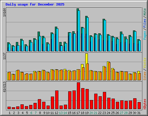Daily usage for December 2025